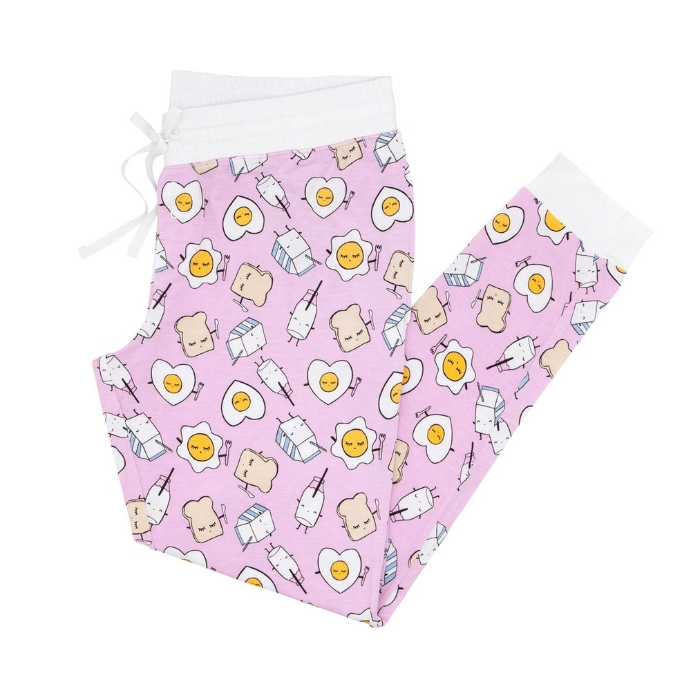 Little Sleepies Women’s Pajama Pants Sm Pink Breakfast Eggs Milk Bamboo Lounge